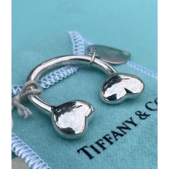 Vintage Tiffany Co. Sterling Silver Puffy Heart Ball Screwball Key Ring Keychain - Picture 8 of 16